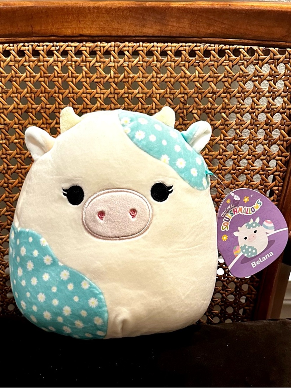 Squishmallows Belana Cow Plush NWT Daisy Floral 8 Inch
